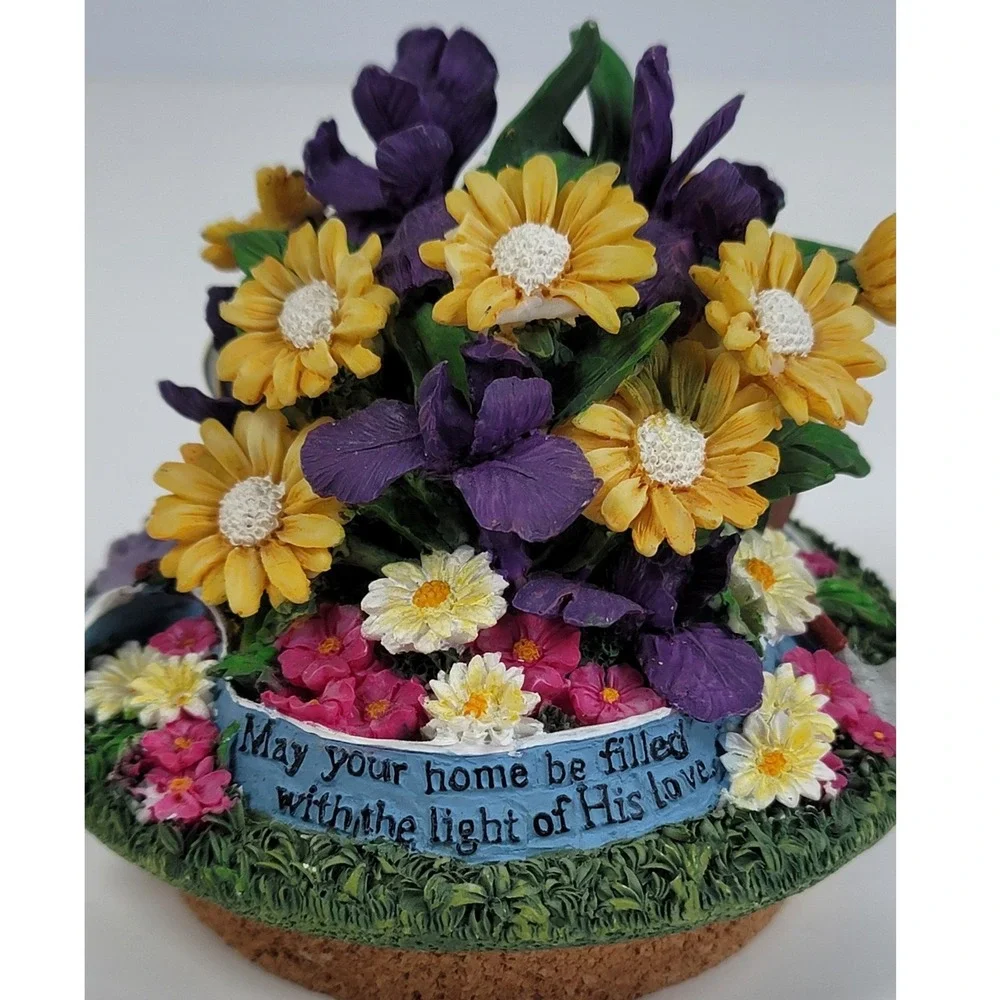 Christian World Floral Garden Candle Topper Jar Decor Religious Inspirational